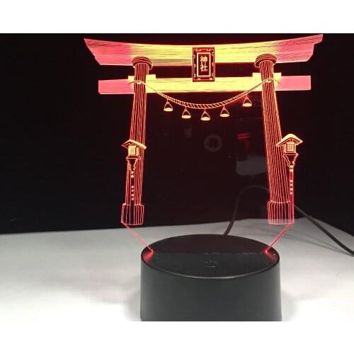 Japan Japanese Shrine Jinja USB 3D led night light Multicolor RGB Festival Gift decorative lights Desk lamp Bedroom Drop ship