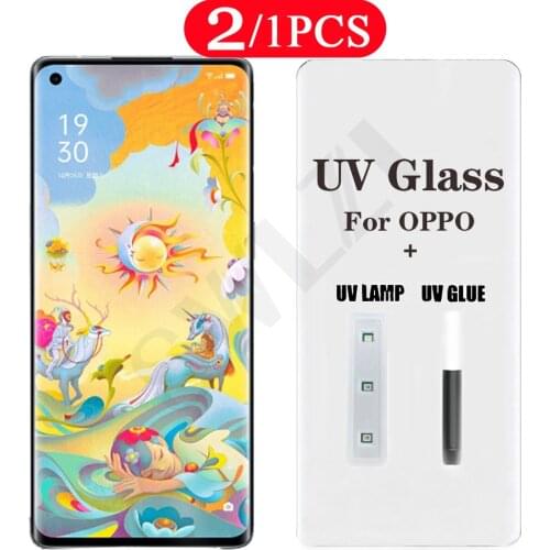 2/1Pcs UV Glass for OPPO Reno 5 4 3 Find X3 X2 pro plus 5G X UV tempered glass protective phone screen protector film smartphone