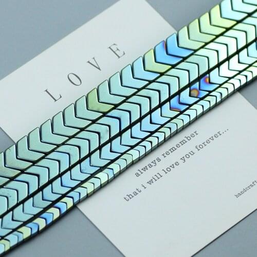 Green Triangle Hematite Stone Spacer Beads Arrows Plating Natural Stone Loose Beads for Jewelry Bracelet Making DIY 4 6 8 10mm