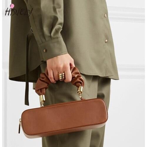 New Arrival Vintage Luxury Womens Designer Handbag Rectangular Pleated Shoulder Bag sac a main femme Leather Lady Crossbody Bag