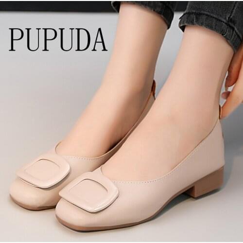 PUPUDA Shoes Women Leather Casual Shoes Female Breathable Slip On Loafers Women Summer Lightweight Leather Shoes Women