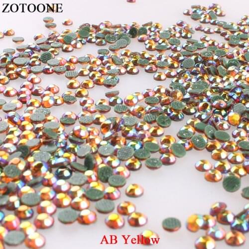 ZOTOONE AB Yellow Hotfix Flatback Resin Crystals Rhinestones For Clothing Strass Applique Nail Art Decorations Accessories E