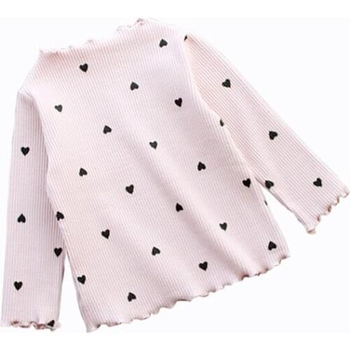 ZWY483 Autumn Baby Girls Cute Sweater Kid Love Pattern Printing Princess Long Sleeve Top Toddler Cotton Casual Costume Blouse