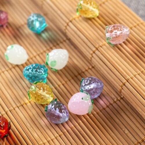 10Pcs 12mm*8mm Handmade Multi-color Lampwork Glass Beads Lovely Strawberry Beads for Jewelry Making DIY Handmade Bracelet