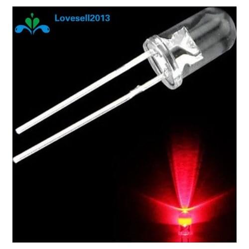 100PCS 5mm Round Red Water Clear LED Light Diodes Kit