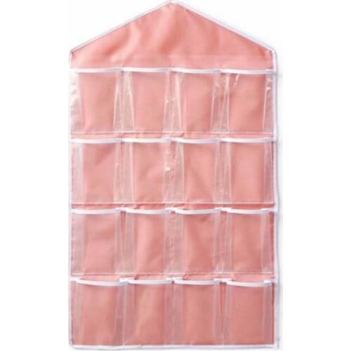 16 Pockets Clear Over Door Hanging Bag Hanger Storage Tidy Organizer For Home Bathroom Living Room Household Sundries