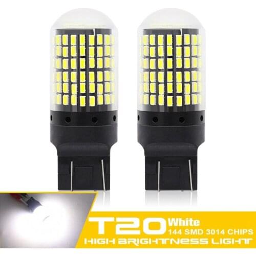 2X 7440 Canbus Super Bright Error Free LED Bulb T20 W21W 144 SMD for Reverse Tail Turn Signal Light
