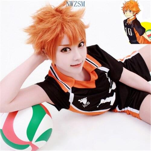 Anime Haikyuu!! Shoyo Hinata Cosplay Wig Short Orange Costume Play Wigs Halloween Party Wigs+wig Cap