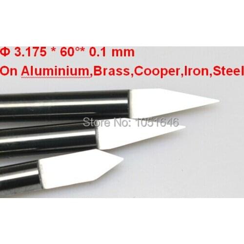 Free Shipping, 10 pcs/lot 3.175mm 60 Degree 0.1mm Flat Bottom Cutting Tool Bits, V Shape Carbide Engraving Tools Milling Cutters