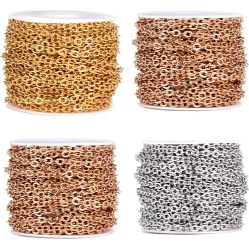 5Meters Stainless Steel Chains Punk Gold/Silver/Rose Gold Metal Chain For DIY Necklace Jewelry Making Width 1.5/2/2.5/3 mm