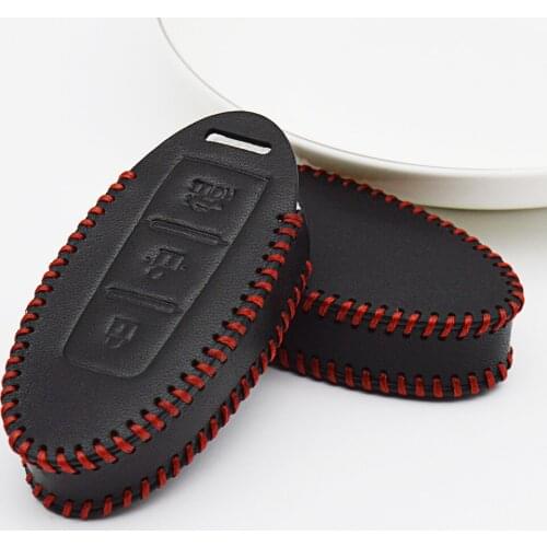 Genuine Leather Car Key Case Cover For Nissan X-trail T31 T32 Qashqai J11 Juke Tiida Almera Note Pathfinder Pprimera Key Ring