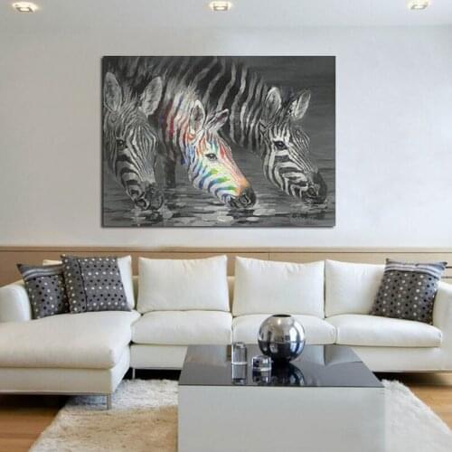 Pure Hand-painted Oil Painting On Canvas Wall Art Bright And Piercing Zebra Decorative Coloring Wall Pictues Home Decor