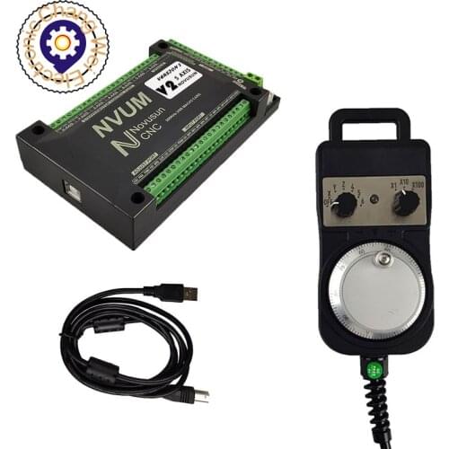 CNC controller NVUM 3/4/5/6axis mach3 control card Ethernet interface+ 4/6axis Pendant Handwheel MPG without Emergency Stop