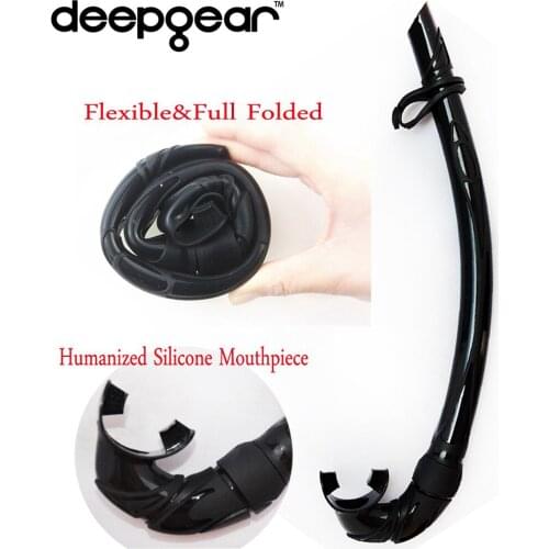 DEEPGEAR 100% liquid flexable silicone snorkel for adult freediving spearfishing Top diving and swimming snorkel diving snorkel