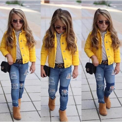Pudcoco 2020 Princess Kids Baby Girls Clothes Denim Jacket Long Sleeve Button Coat Outerwear Tops Clothes 1-6Years