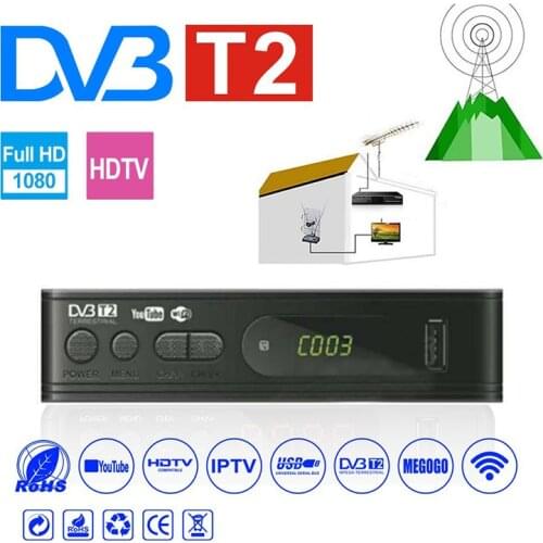 DVB-T2 Tuner Receiver HD 1080PSatellite Decoder TV TV Tuner DVB T2 DVB C USB Built-in Russian Manual For Monitor Adapter