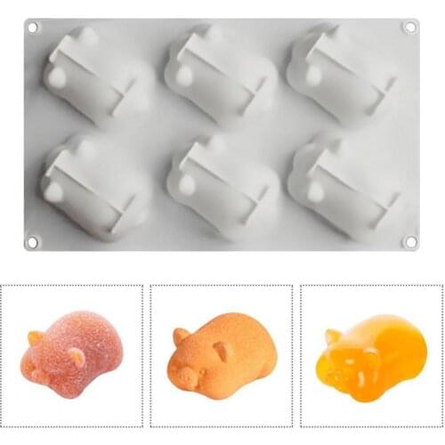 6 Grid Pig Mousse Cake Mould Chocolate Ice Cream Silicone Mold Handmade Soap Ice Tray Mold 3D DIY Baking Pastry Pudding Tools