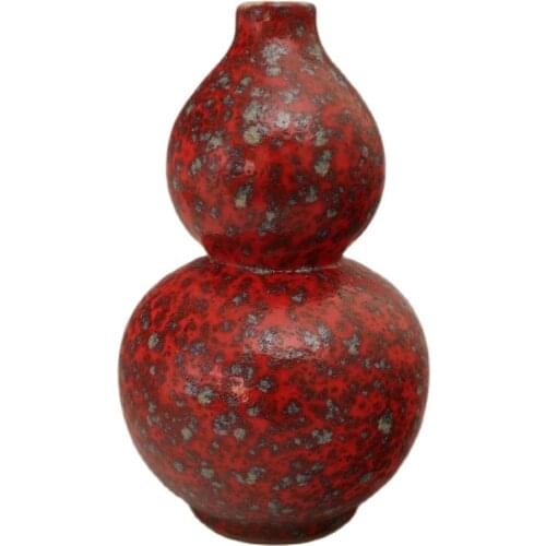 Chinese Old Porcelain Kiln Color-changing Red Glazed Gourd Gottle Vases