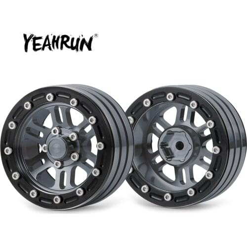 YEAHRUN 4Pcs Alloy Metal Beadlock Wheel Rims 1.9 inch Wheel Hubs for SCX10 D90 1/10 RC Rock Crawler Car Parts