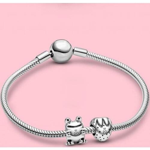 2020 Fashio Exquisite 925 Silver Bracelet Set 20th Anniversary Limited Edition Strawberry Tree Frog Original Charm Gift Female