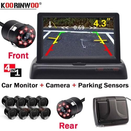 Koorinwoo Car Video Parking 8 Sensors Car Reverse Backup Rear Buzzer Radar Monitor System, Support Display Image and Sound Alert