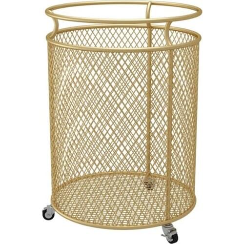 Portable Golden Metal Dirty Clothes Hamper Dirty Cylindrical Laundry Basket Organizer Bathroom Laundry Hamper Sorter 3 Colors