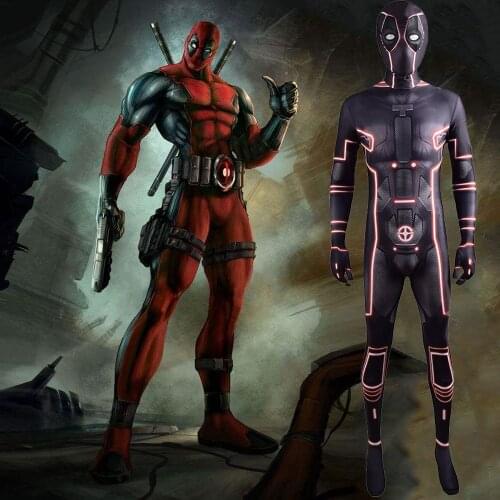 Deadpool Tron Costume Cosplay Zentai Jumpsuit Superhero Cosplay Custome Bodysuit Halloween Costume Disfraces for Adult/kids