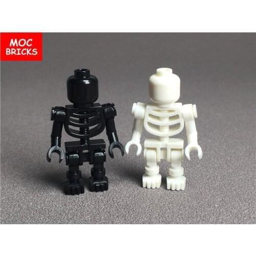 Single Sale MOC Bricks DIY Black & White skeleton Assembly model action figure Educational Building blocks children toys gifts