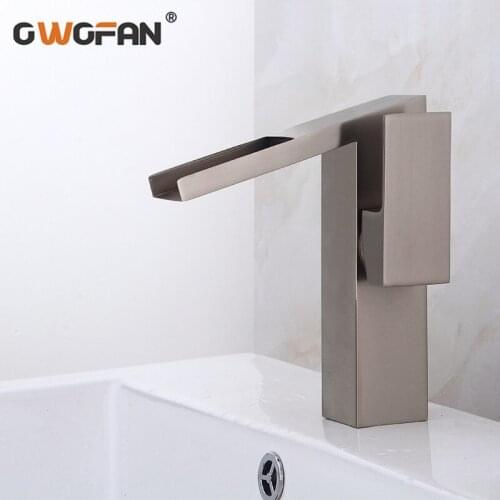 Copper Brushed Nickel faucet simple four-sided hot and cold water basin faucet under counter basin single hole washbasin S79-375