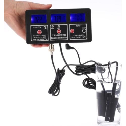 Multi-parameter ph Meter Digital Professional 7 in 1 Water Testing Meter Monitor ORP / pH / RH / EC / CF / TDS(PPM) / TEMPTester