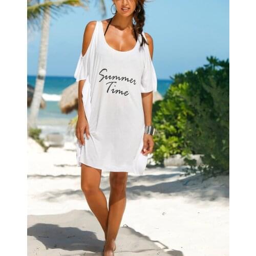 2020 New bathing suit women Letter Print robe plage Ladies Beach Dress Bikini Cover up Swimwear Saida de Praia kaftan playa