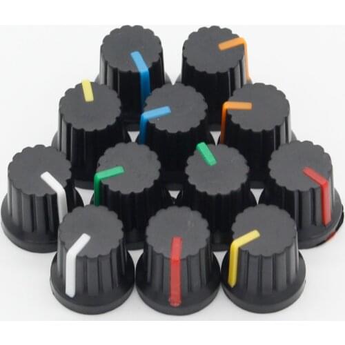 Newest !! Hot Sale 12 Pcs 6mm Shaft Hole Dia Plastic Threaded Knurled Potentiometer Knobs Caps