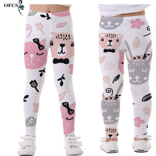 New Girl 3D Printing Pants Soft Elastic Kids Leggings Basic Floral Girls Skinny Pants Trousers 5-12 Year Summer Children Clothes