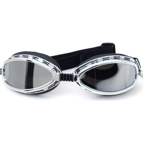Aviator Pilot Cruiser Motorcycle Glasses Bike Riding Goggles Eyewear Protect Glasses Silver Lens UV-Protection Cafe Racer Glasse