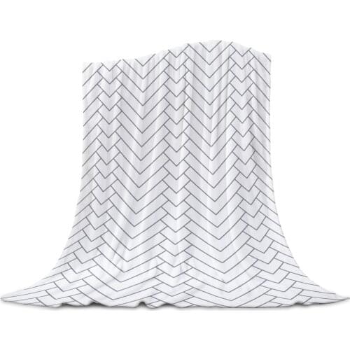 Geometric Lines White Background Coral Fleece Blanket Soft Warm Outdoor Travel Throw Blankets Adult Kids Winter TV Blankets