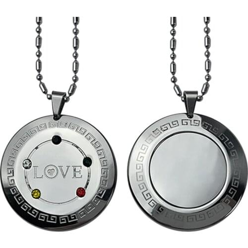 LOVE Stainless Steel Pendant Necklace- Charm Statement Chain Necklace Guasha Necklace for Women Men