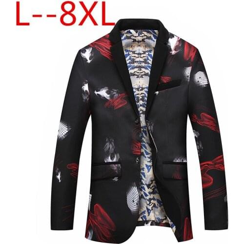 10XL 8XL Brand New Tide Mens Fashion Print Blazer Design Plus Size Hip Hot Casual Male Slim Fit Suit Jacket Singer Costume