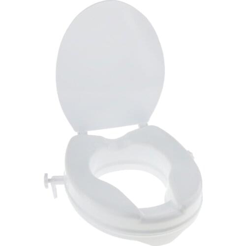 Durable Toilet Seat Riser Raised Safety Chair Extender Seat + Lid for 2 inch