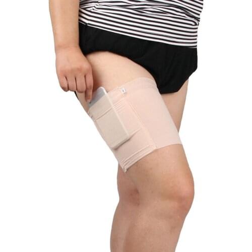 Ladies Anti-Slip Thigh Sock Strap With Mobile Phone Bag Pockets Inner Thigh Anti-Chafing Solid Color Sock