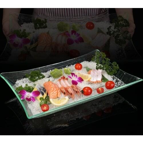 Transparent Acrylic Snack plate buffet sashimi ice grain trayJapanese Korean cuisine snacks sushi fruit bowl fish raw ice plate