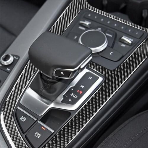 Carbon Fiber Gear Panel Frame Decorative Cover Trim Sticker for Audi A4 B9 2017-2019 Stylish Car Accessories Interior Decoration