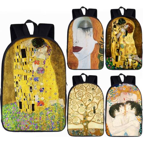 Painting Kiss / Tear By Gustav Klimt Backpack Women Men Travel Bag Children School Bags for Teenager Boys Girl Schoolbag Bookbag