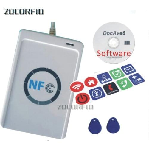 RFID Smart Card Reader Writer Copier Duplicator Writable Clone Software USB S50 13.56mhz ISO/IEC18092+5pcs M1 Cards NFC ACR122U