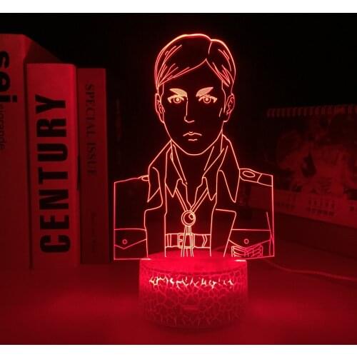 Anime Attack on Titan Erwin Smith 3D Lamp White Base for Bedroom Decor Light Birthday Gift Manga Attack On Titan LED Night Light