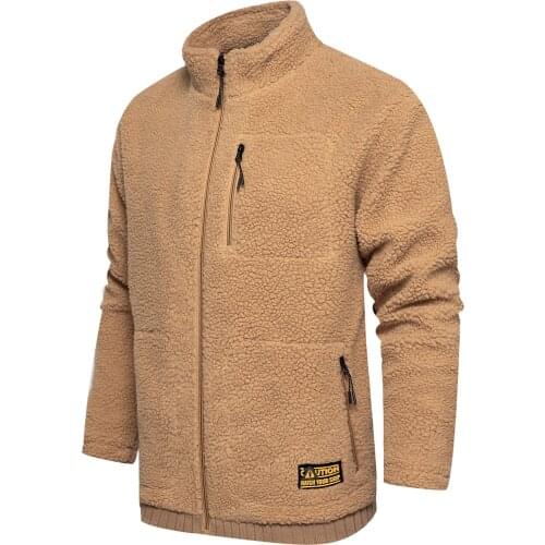 Warm Thick Men Jacket Lambswool Casual Zipper Solid Outwear Coat 2020 Winter New Mens Windproof Bomber Jackets Outdoor Tracksuit