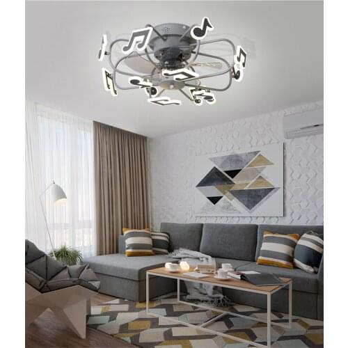 Childrens Room Restaurant Silent Fan Lamp Modern Creative Simple Frequency Conversion Led Remote Control Ceiling Fan Lamp