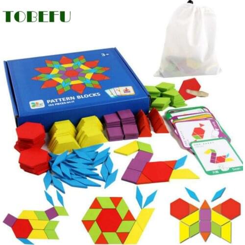 TOBEFU 155pcs Wooden Jigsaw Puzzle Board Set Colorful Baby Montessori Educational Toys for Children Learning Developing Gifts