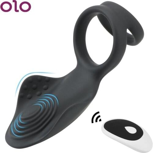 10 Modes Dual Cock Ring Vibrator Delay Ejaculation Remote Control Erection Prostate Massage Silicone Penis Ring Sex Toys for Men