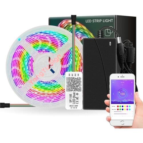 Bluetooth mobile control music sync 5050 digital light waterproof Rainbown burst RGB LED strip 12V 5m