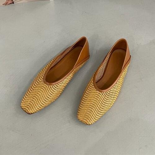 Womens Flat Shoes 2021 Square Toe Flats Shoes Women Slip On Loafers Soft Sole Ballet Flat Soes Shallow Casual Dress Shoes Mujer